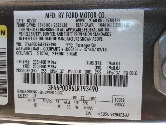 Photo 10 from auction – 2020 FORD FUSION TIT with VIN 3FA6P0D96LR193490