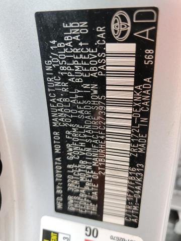 Photo 10 from auction – 2015 TOYOTA COROLLA L with VIN 2T1BURHE4FC273975