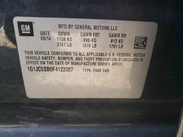 Photo 10 from auction – 2015 CHEVROLET SONIC LT with VIN 1G1JC5SB8F4122087