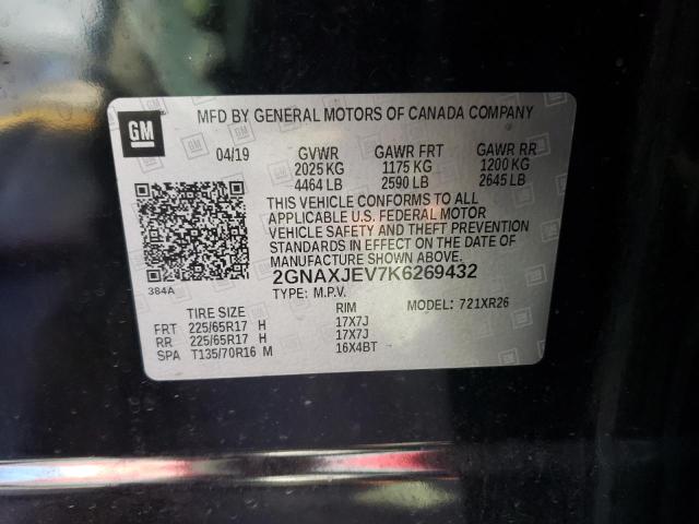 Photo 10 from auction – 2019 CHEVROLET EQUINOX LT with VIN 2GNAXJEV7K6269432
