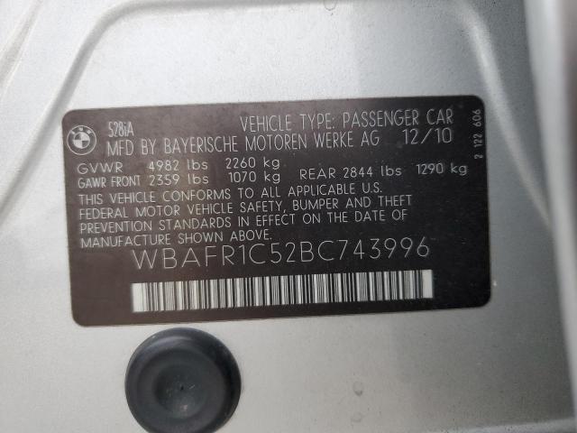 Photo 10 from auction – 2011 BMW 528 I with VIN WBAFR1C52BC743996
