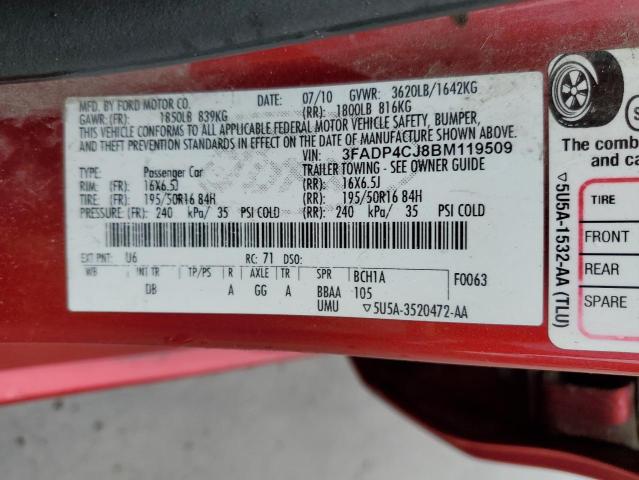 Photo 10 from auction – 2011 FORD FIESTA SEL with VIN 3FADP4CJ8BM119509