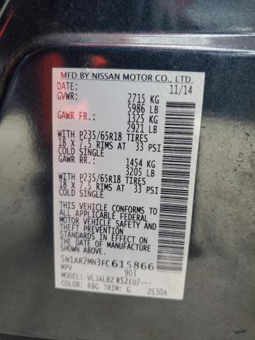 Photo 10 from auction – 2015 NISSAN PATHFINDER with VIN 5N1AR2MN3FC615866