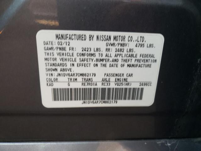 Photo 10 from auction – 2012 INFINITI G25 with VIN JN1DV6AR7CM862179