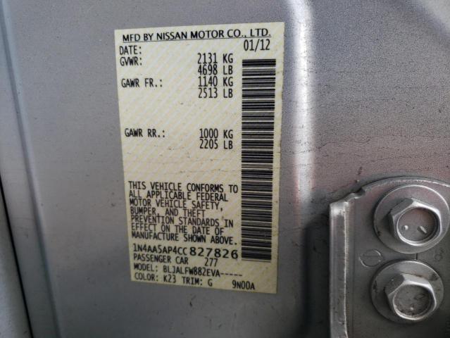 Photo 10 from auction – 2012 NISSAN MAXIMA S with VIN 1N4AA5AP4CC827826