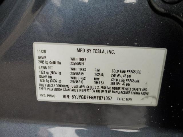 Photo 10 from auction – 2021 TESLA MODEL Y with VIN 5YJYGDEE6MF071057