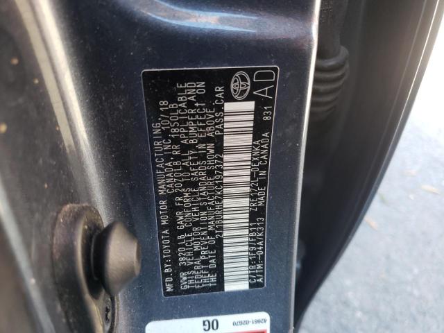 Photo 10 from auction – 2019 TOYOTA COROLLA L with VIN 2T1BURHE7KC197372