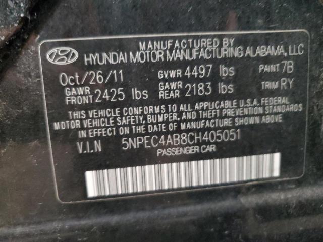 Photo 10 from auction – 2012 HYUNDAI SONATA SE with VIN 5NPEC4AB8CH405051