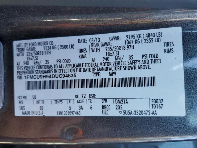 Photo 10 from auction – 2013 FORD ESCAPE SEL with VIN 1FMCU9H94DUC94635
