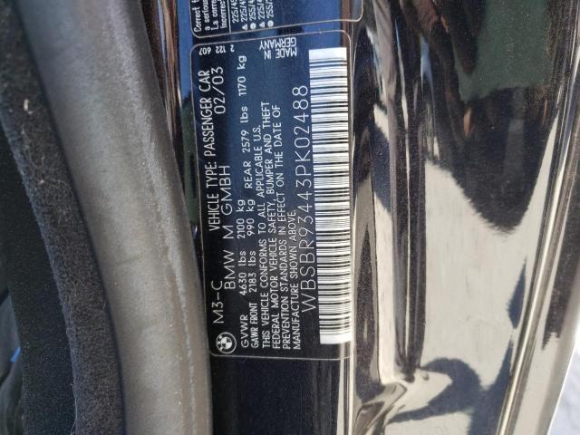Photo 10 from auction – 2003 BMW M3 with VIN WBSBR93443PK02488
