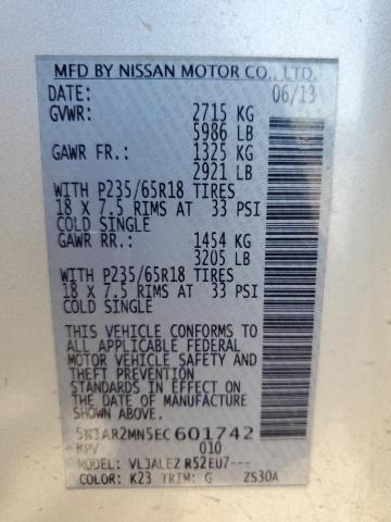 Foto 10 de la subasta – 2014 NISSAN PATHFINDER con VIN 5N1AR2MN5EC601742