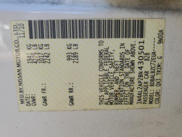 Photo 10 from auction – 2011 NISSAN ALTIMA BAS with VIN 1N4AL2AP2BN430501