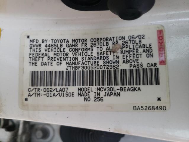 Photo 10 from auction – 2002 LEXUS ES 300 with VIN JTHBF30G520072982
