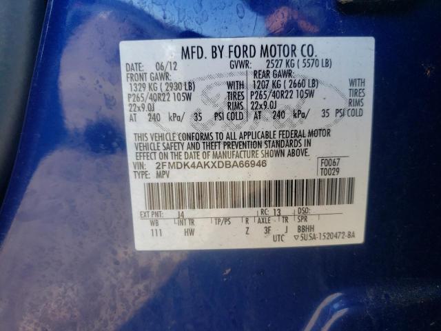 Photo 10 from auction – 2013 FORD EDGE SPORT with VIN 2FMDK4AKXDBA66946