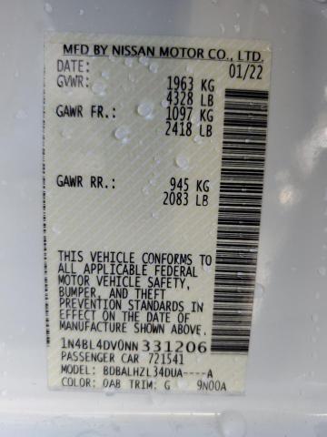 Photo 10 from auction – 2022 NISSAN ALTIMA SV with VIN 1N4BL4DV0NN331206
