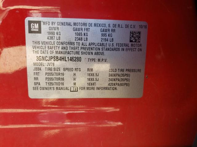 Photo 10 from auction – 2017 CHEVROLET TRAX 1LT with VIN 3GNCJPSB4HL146280