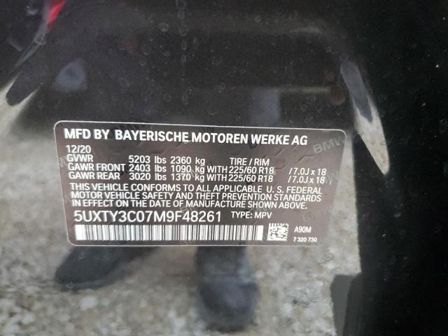 Photo 10 from auction – 2021 BMW X3 SDRIVE3 with VIN 5UXTY3C07M9F48261