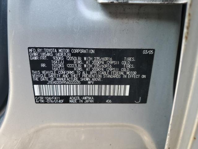Photo 10 from auction – 2005 TOYOTA RAV4 with VIN JTEHD20V956033335