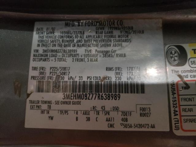 Photo 10 from auction – 2007 MERCURY MILAN PREM with VIN 3MEHM08Z77R638989