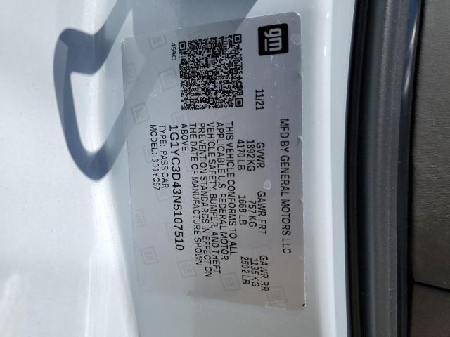 Photo 10 from auction – 2022 CHEVROLET CORVETTE S with VIN 1G1YC3D43N5107510