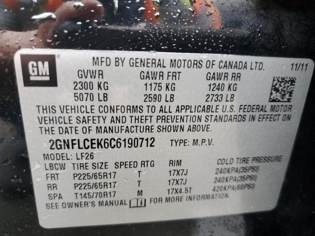 Photo 10 from auction – 2012 CHEVROLET EQUINOX LS with VIN 2GNFLCEK6C6190712