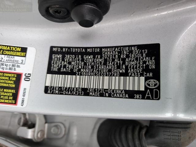 Photo 10 from auction – 2014 TOYOTA COROLLA L with VIN 2T1BURHE5EC017780