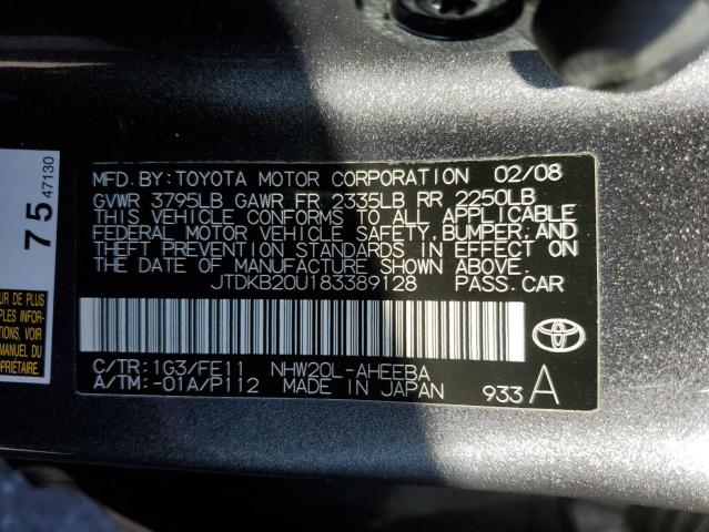 Photo 10 from auction – 2008 TOYOTA PRIUS with VIN JTDKB20U183389128