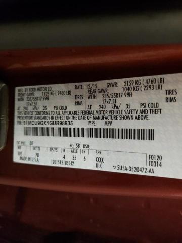 Photo 10 from auction – 2016 FORD ESCAPE SE with VIN 1FMCU9GX1GUB98935