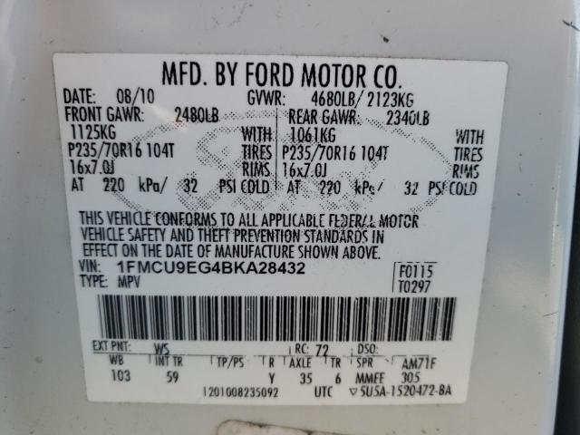 Photo 10 from auction – 2011 FORD ESCAPE LIM with VIN 1FMCU9EG4BKA28432