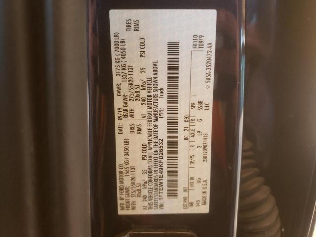 Photo 10 from auction – 2019 FORD F150 SUPER with VIN 1FTEW1E49KFD26532
