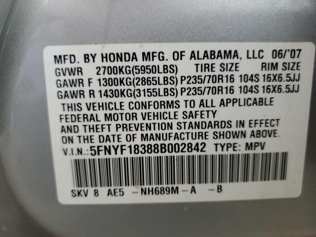 Photo 10 from auction – 2008 HONDA PILOT SE with VIN 5FNYF18388B002842
