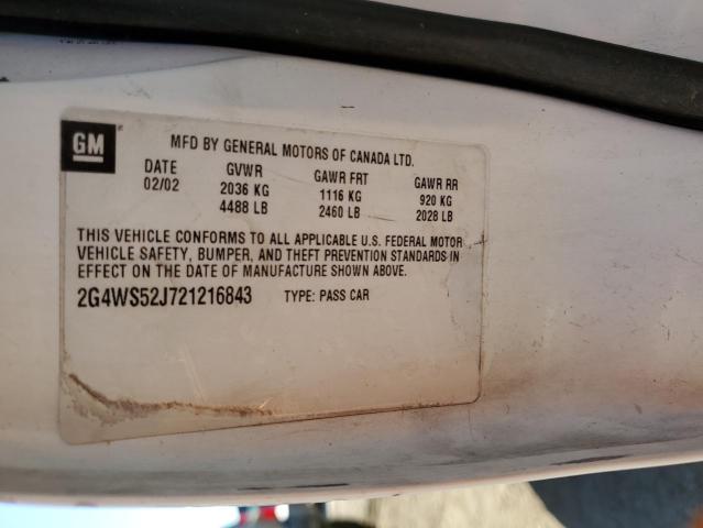Photo 10 from auction – 2002 BUICK CENTURY CU with VIN 2G4WS52J721216843