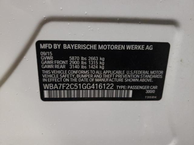 Photo 10 from auction – 2016 BMW 750 XI with VIN WBA7F2C51GG416122