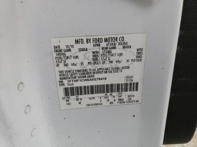 Photo 10 from auction – 2010 FORD F150 with VIN 1FTMF1CW6AKE78418