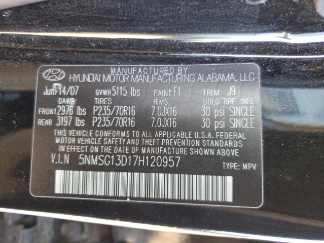 Photo 10 from auction – 2007 HYUNDAI SANTA FE G with VIN 5NMSG13D17H120957