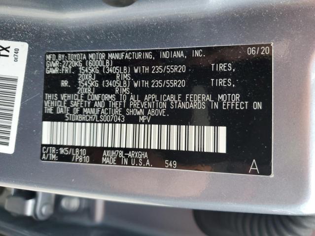 Photo 10 from auction – 2020 TOYOTA HIGHLANDER with VIN 5TDXBRCH7LS007043