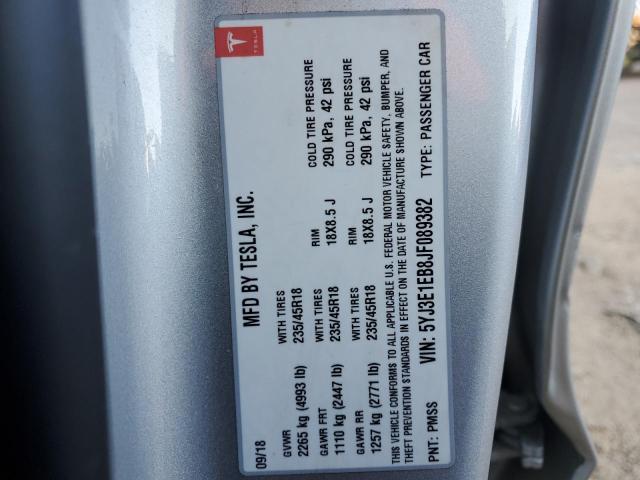 Photo 10 from auction – 2018 TESLA MODEL 3 with VIN 5YJ3E1EB8JF089382