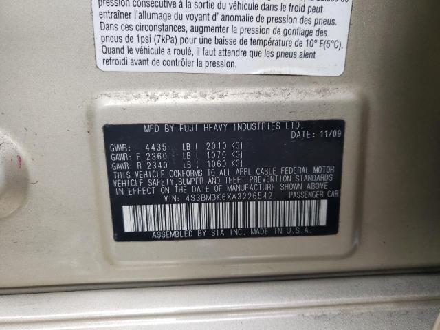 Photo 10 from auction – 2010 SUBARU LEGACY 2.5 with VIN 4S3BMBK6XA3226542