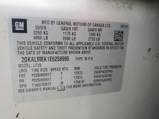 Photo 10 from auction – 2014 GMC TERRAIN SL with VIN 2GKALMEK1E6258995