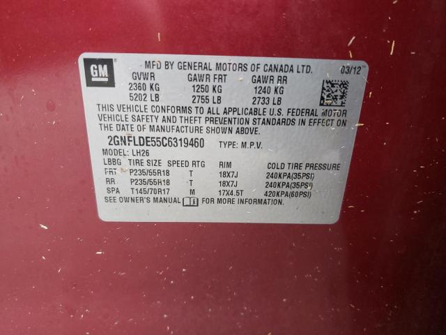 Photo 10 from auction – 2012 CHEVROLET EQUINOX LT with VIN 2GNFLDE55C6319460