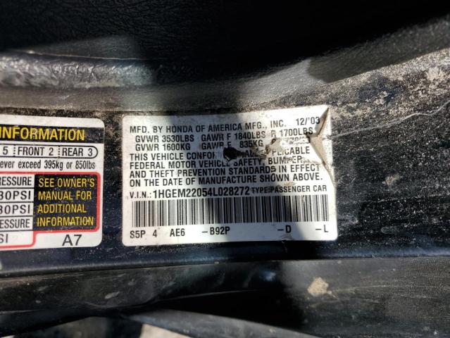 Photo 10 from auction – 2004 HONDA CIVIC EX with VIN 1HGEM22054L028272