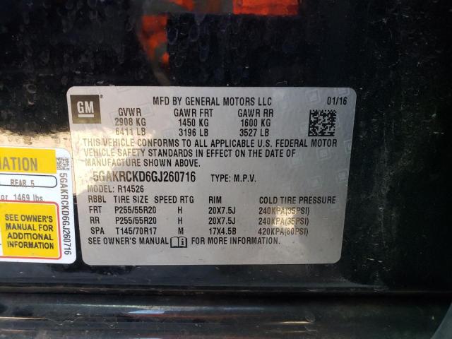 Photo 10 from auction – 2016 BUICK ENCLAVE with VIN 5GAKRCKD6GJ260716