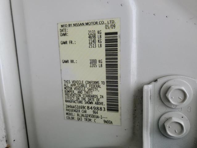 Photo 10 from auction – 2009 NISSAN MAXIMA S with VIN 1N4AA51E69C849883