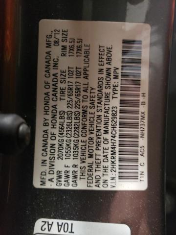 Photo 10 from auction – 2012 HONDA CR-V EXL with VIN 2HKRM4H74CH629823