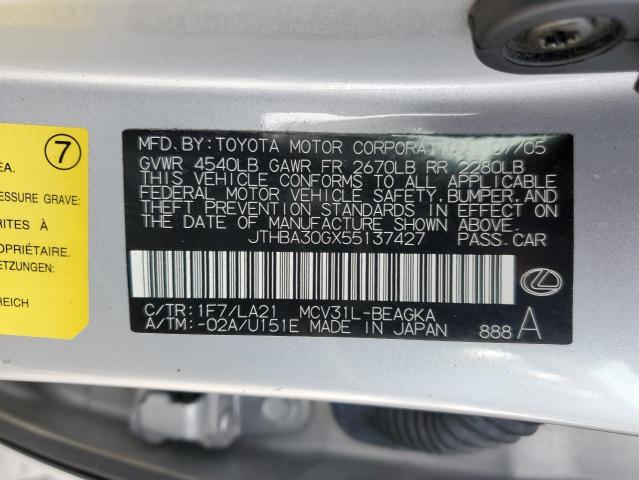 Photo 10 from auction – 2005 LEXUS ES 330 with VIN JTHBA30GX55137427