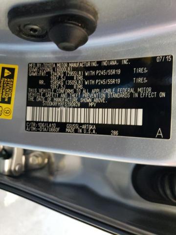 Photo 10 from auction – 2015 TOYOTA HIGHLANDER with VIN 5TDDKRFHXFS190828