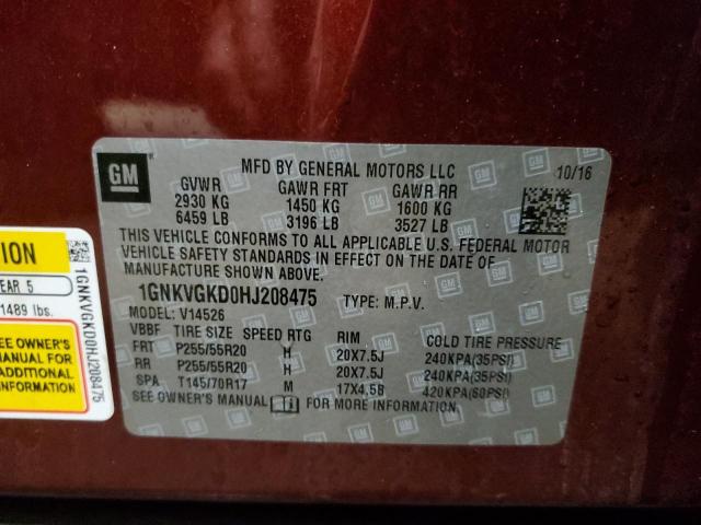 Photo 10 from auction – 2017 CHEVROLET TRAVERSE L with VIN 1GNKVGKD0HJ208475