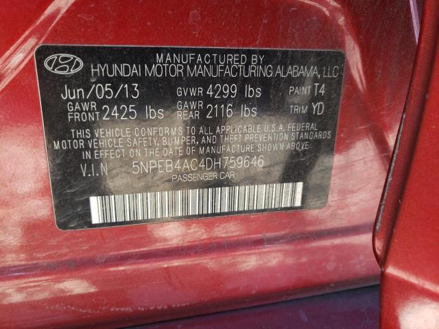 Photo 10 from auction – 2013 HYUNDAI SONATA GLS with VIN 5NPEB4AC4DH759646