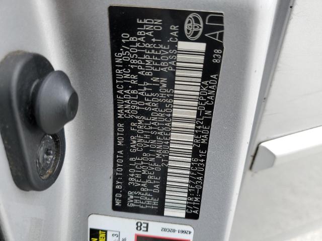 Photo 10 from auction – 2010 TOYOTA COROLLA BA with VIN 2T1BU4EE0AC405615