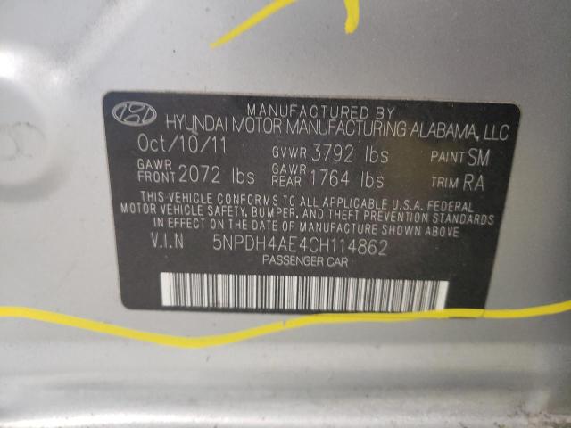 Photo 10 from auction – 2012 HYUNDAI ELANTRA GL with VIN 5NPDH4AE4CH114862